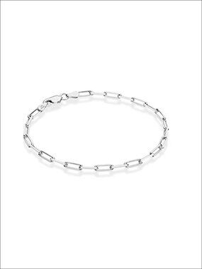 925 Sterling Silver Paperclip Bracelet Diamond Cut Italian Link